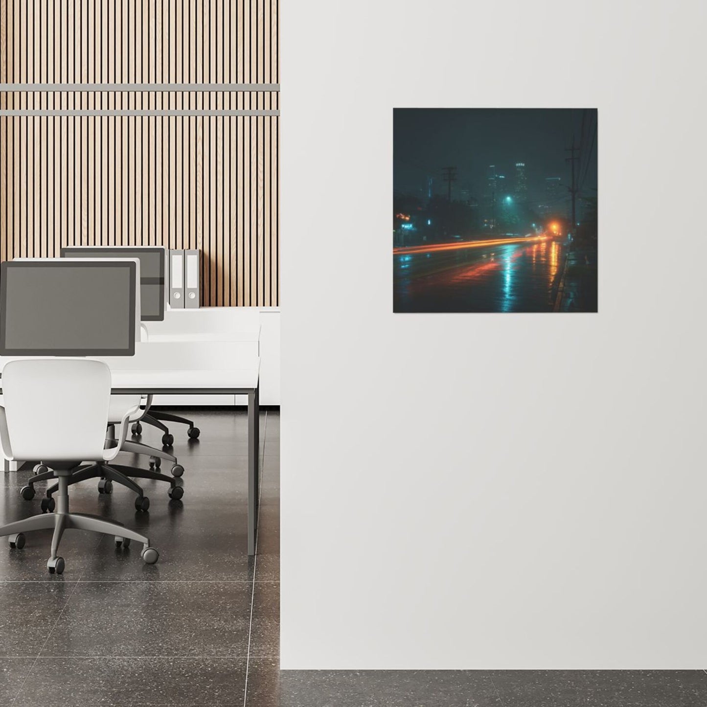 City Night Light Artistic Square Canvas Wall Art 40×40cm Unframed Decorative Fabric Painting