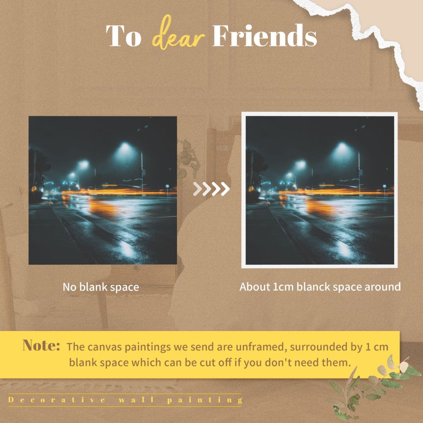 Night Street Reflections Artistic Square Canvas Wall Art 40×40cm Unframed Decorative Fabric Painting