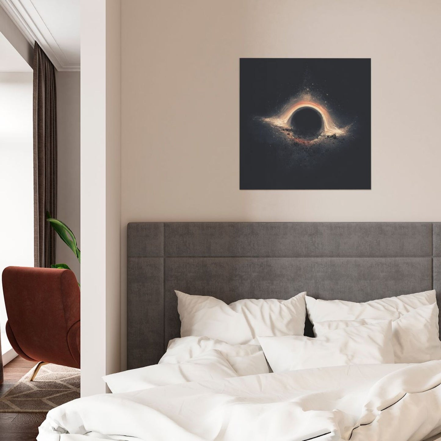 Colorful Cosmic Black Hole Artistic Square Canvas Wall Art 40×40cm Unframed Decorative Fabric Painting