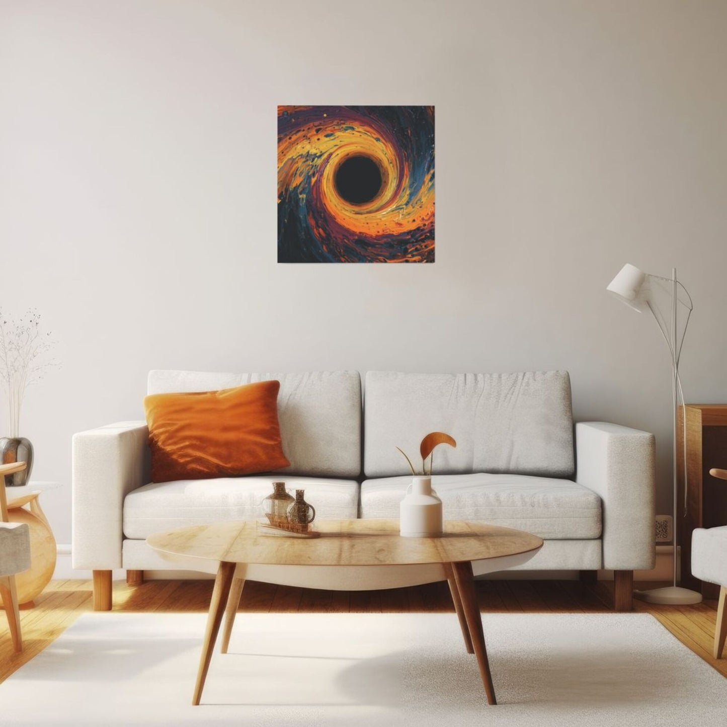 Fiery Galaxy Black Hole Artistic Square Canvas Wall Art 40×40cm Unframed Decorative Fabric Painting