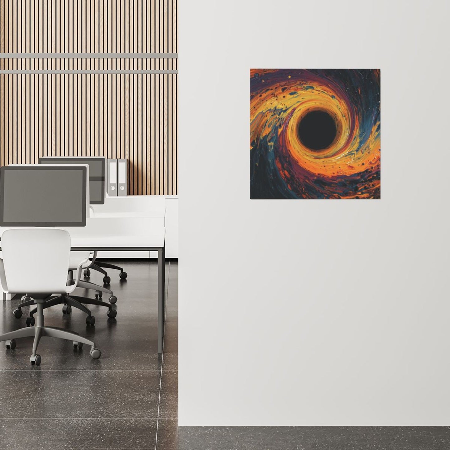 Fiery Galaxy Black Hole Artistic Square Canvas Wall Art 40×40cm Unframed Decorative Fabric Painting