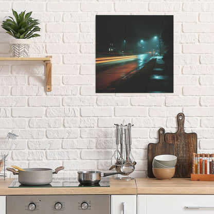 Modern Night Scene Square Canvas Wall Art – Unframed 40×40cm