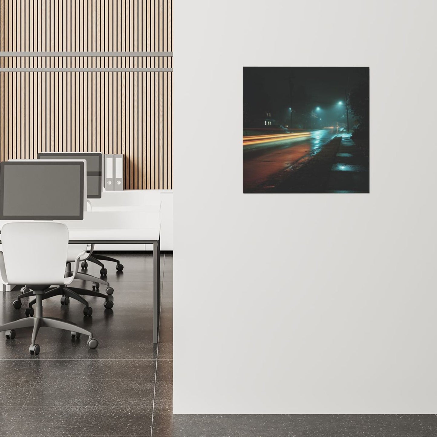 Modern Night Scene Square Canvas Wall Art – Unframed 40×40cm