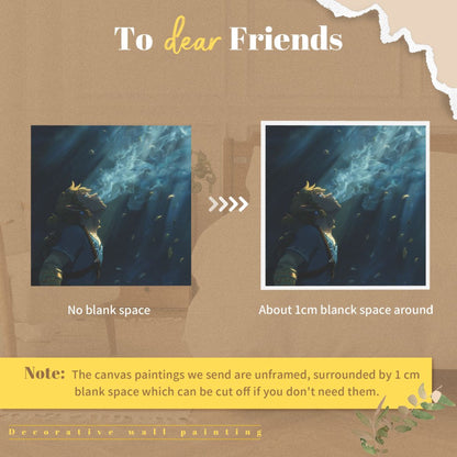 Underwater Artistic Square Canvas Wall Art 40×40cm Unframed Decorative Fabric Painting
