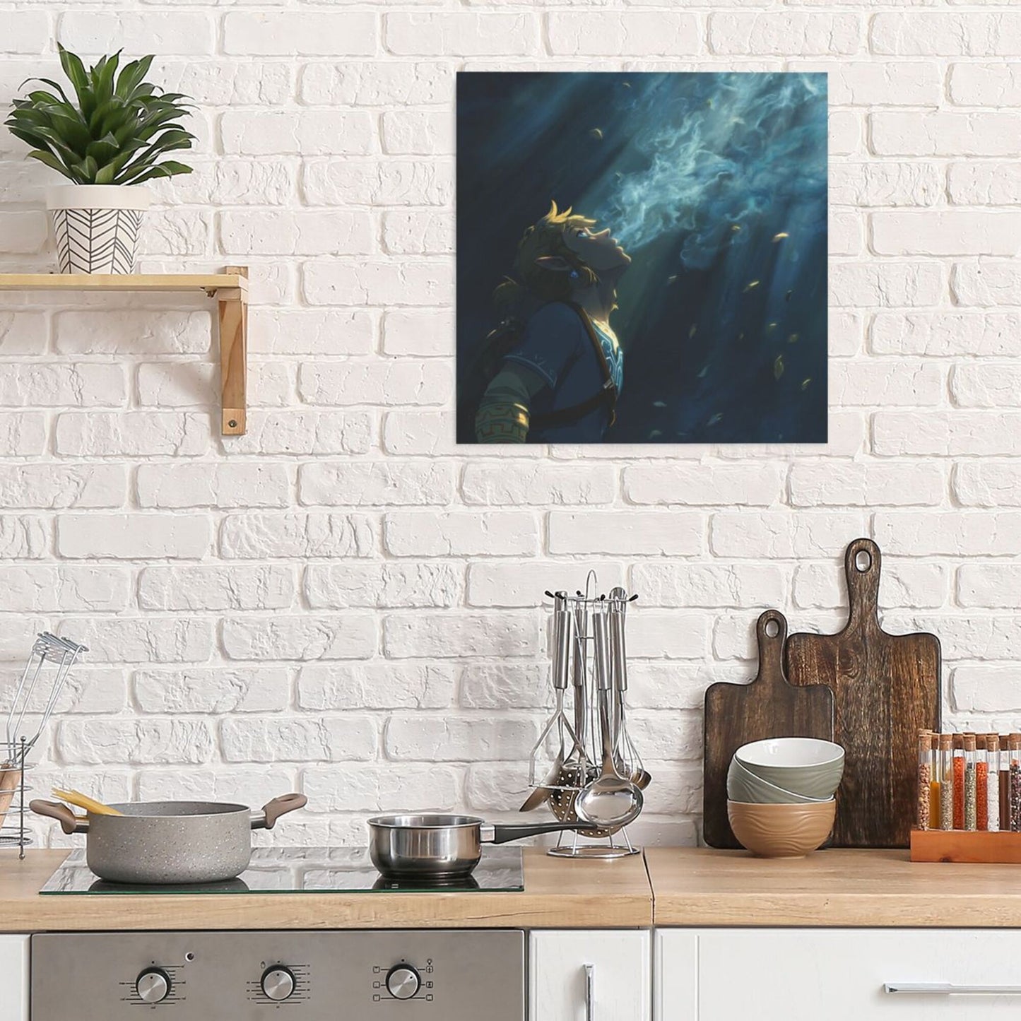 Underwater Artistic Square Canvas Wall Art 40×40cm Unframed Decorative Fabric Painting