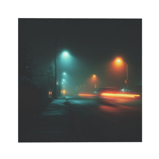 Night Street Light Artistic Square Canvas Wall Art 40×40cm Unframed Decorative Fabric Painting