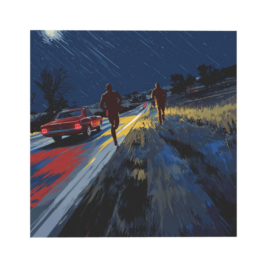 Rainy Night Road Artistic Square Canvas Wall Art 40×40cm Unframed Decorative Fabric Painting