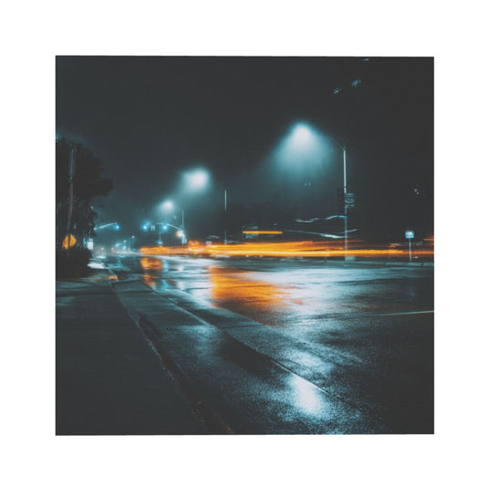 Night Street Reflections Artistic Square Canvas Wall Art 40×40cm Unframed Decorative Fabric Painting