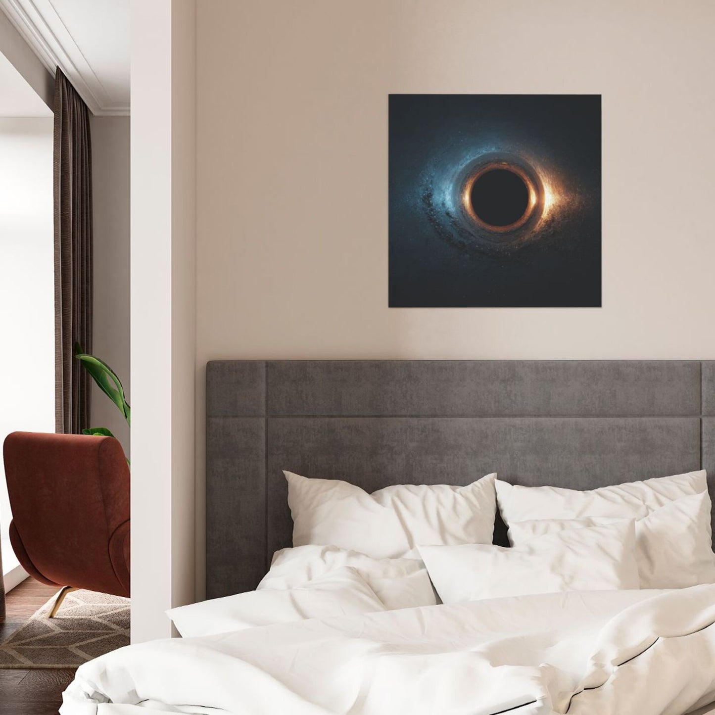 Cosmic Black Hole Artistic Square Canvas Wall Art 40×40cm Unframed Decorative Fabric Painting
