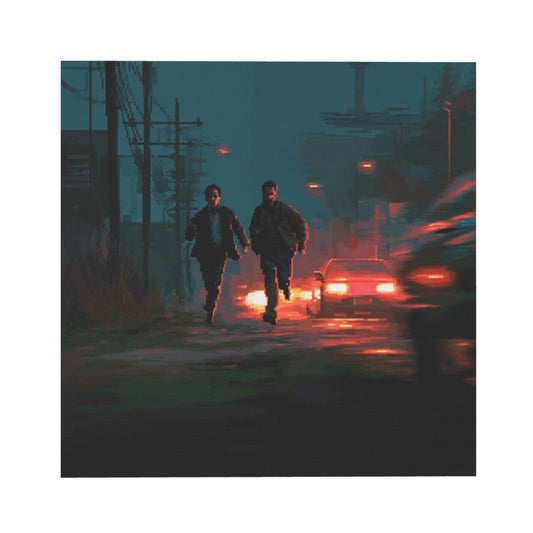 Urban Night Run Artistic Square Canvas Wall Art 40×40cm Unframed Decorative Fabric Painting