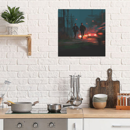 Urban Night Run Artistic Square Canvas Wall Art 40×40cm Unframed Decorative Fabric Painting