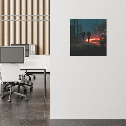 Urban Night Run Artistic Square Canvas Wall Art 40×40cm Unframed Decorative Fabric Painting