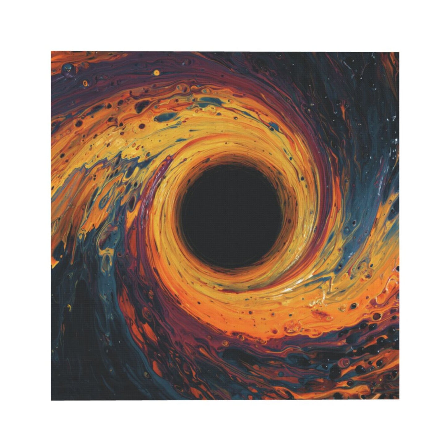 Fiery Galaxy Black Hole Artistic Square Canvas Wall Art 40×40cm Unframed Decorative Fabric Painting