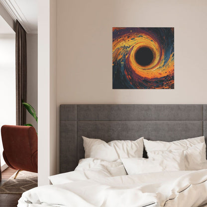 Fiery Galaxy Black Hole Artistic Square Canvas Wall Art 40×40cm Unframed Decorative Fabric Painting